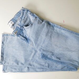 COPY - Abercrombie kids high rise wide leg denim in light wash size 13/14 long.